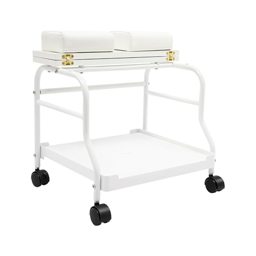 ARPITUYN Portable Pedicure Trolley Cart, Beauty Salon Nail Or Foot Bath Spa Foot Stool with Sturdy Iron Frame & Wooden Plate, Pedicure Footrest Stool Cart for Home & Salon Use