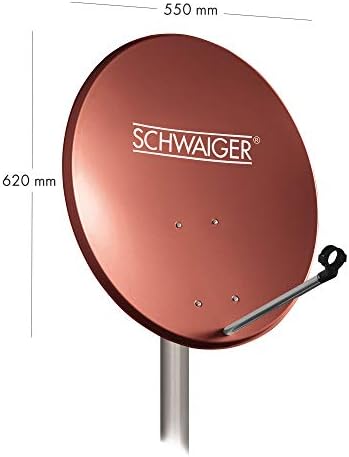 SCHWAIGER -494- System satelitarny | Antena satelitarna | 55 cm | Antena satelitarna stalowa | Podwójny konwerter | cyfrowy | 2 uczestników | 8 złącz F | 7 mm | 55 x 62 cm | ceglasty czerwony