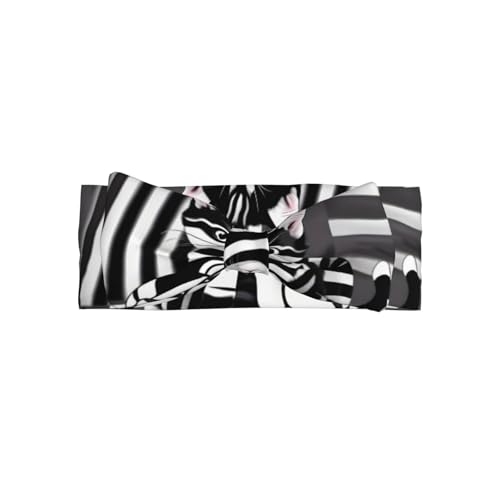 Black and white striped kitten Baby Bow Headband. Comfortable baby headband, suitable for daily wear and photo props.