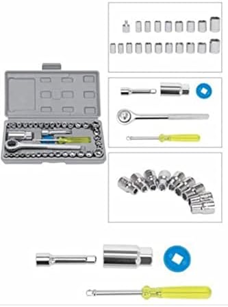Gri Çantalı 40 Parça Cırcırlı Lokma Takımı Cırcırlı Anahtar Tornavida Seti 1410 - Görsel 2