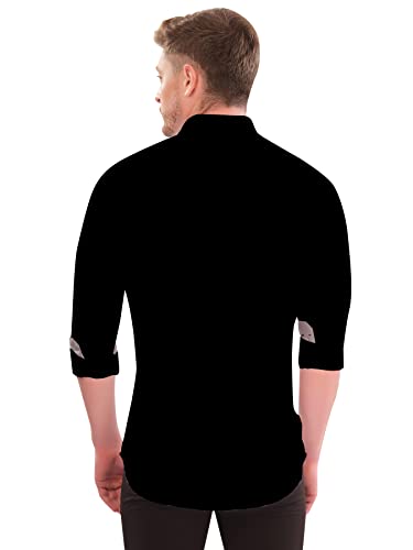 Image of LookMark Men's Cotton Blend Stitched Solid Full Sleeve Regular Fit Shirt