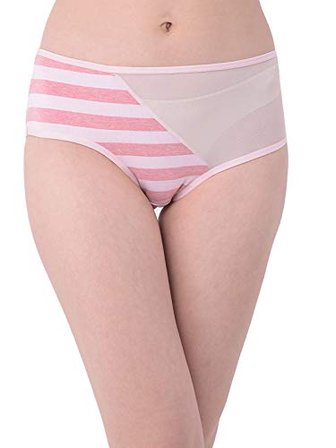 Clovia Women's Mid Waist Striped Hipster Panty with Mesh Panel (PN2564T22_Pink_XL) Deal