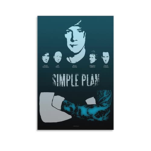 Simple Plan Poster vintage sur toile à suspendre pour chambre à coucher, salon, décoration murale 20 x 30 cm