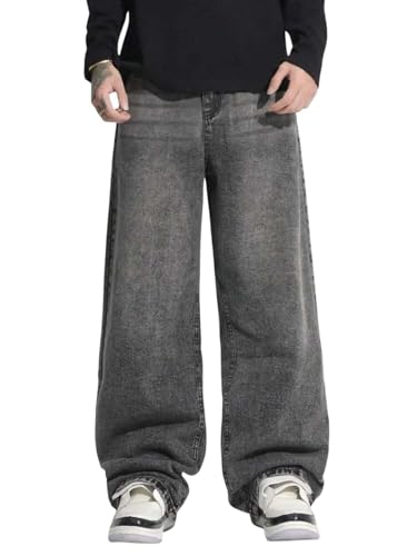 Image of KOTTY Baggy-Fit Denim: Men Zip Fly Washed Cotton Spandex Lightweight Durable Everyday Streetwear Baggy Fit Jeans