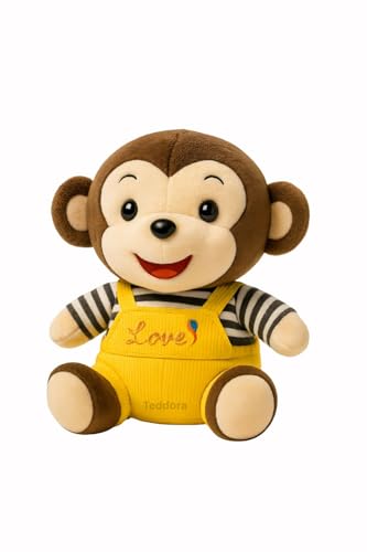 Image of Sitting Monkey Soft Toy for Girls Boys Kids,Yellow,Sitting Love Animal Plush Stuffed Baby Teddy Gift Birthday, 20 cm