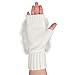 Flammi Women's Wool Blend Fingerless Gloves - Furry Mittens Wrist Warmers for Winter Fashion, Outdoor Activities, White