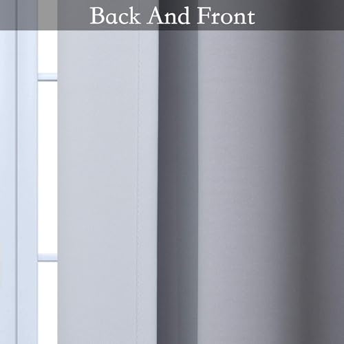 Image of SimpleHome Ombre Room Darkening Curtains for Bedroom, Gradient Black to Grey White Light Blocking Thermal Insulated Grommet Window Curtain /Drapes for Living Room,2 Panels, 52x45 inches Length