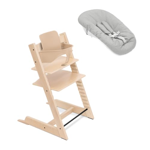 Stokke Tripp Trapp Hochstuhl, Natural (inklusive Stuhl & Baby Set2) mit Newborn Set - Sicheres, verstellbares, ergonomisches Design