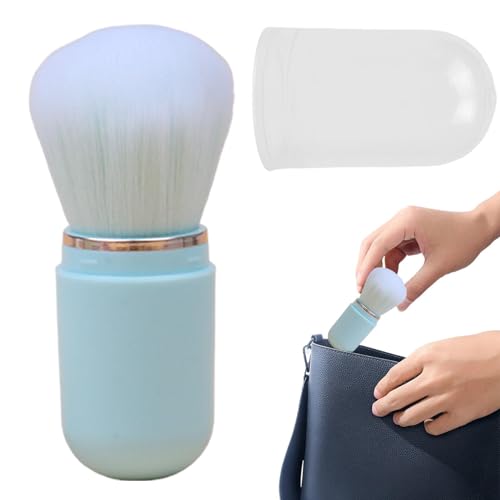 格納式パウダー ブラシ、格納式ファンデーション ブラシ - トラベルパウダーブラシ | トラベルファンデーションアプリケーション用格納式ポータブルメイクブラシ 蓋付きポータブルコンパクト