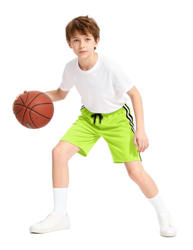 Image of Somaibo Boys Athletic Shorts, Kids Basketball Quick Dry Mesh Short for Youth Soccer Gym Sports Running