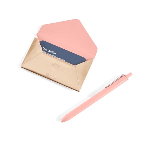 Poppin Luxe Business Card Holder and Credit Card Holder for Women, Stylish Slim Design with Magnetic Closure, Lightweight and Perfect for Client Meetings (Gold Metallic with Blush Pink Lining) - Thumbnail 3