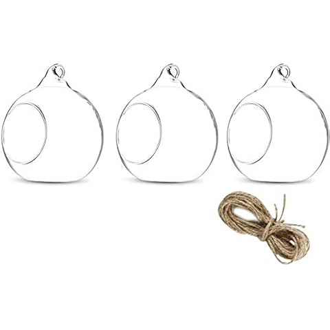 KNIKGLASS 80MM Globe Glass Hanging Candles Holders for Wedding Centerpieces Party Supplies (3, Without Side Holes) Cover