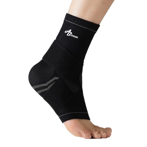 Image of ABIRAM Graphene Ankle Brace for Men & Women - Adjustable Compression Sleeve with Support Strap - Breathable Lightweight Ankle Support for Gym, Running, Basketball & Training