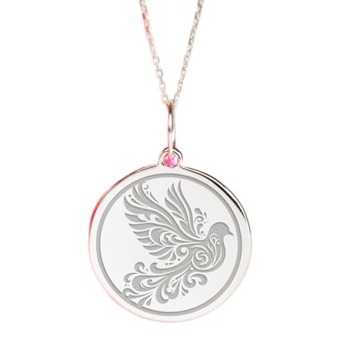 Collar de paloma en plata de ley 925 artesanal de 24 mm