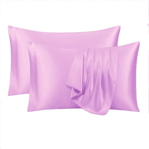 Image of RAGGLE Satin Silk Pillowcase for Hair and Skin Standard Size 18 inchX 28 inch with Soft Breathable Smooth Cooling Pillow Covers for Sleeping or Pillow Protector (4, Rose Tupe)