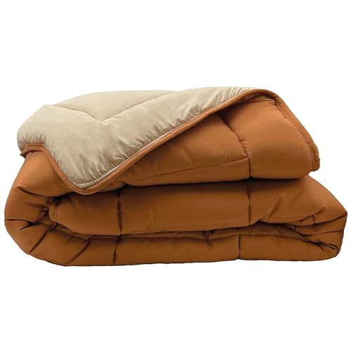 Linnea Couette Hiver 160x220 cm Cocoon Bicolore Marron Ocre/Galet garnissage Fibre Polyester 400 g/m2