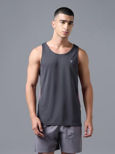 Image of TECHNOSPORT Men's Solid Slim Fit Scoop Neck Sports Innerwear Vest with TECHNOCOOL+ Quick Dry Anti Odour Anti Microbial 2 Way Stretch Soft & Smooth Activewear
