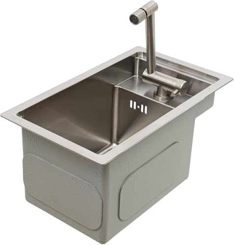 Évier de bar de cuisine cuve unique inox 15x8 pour évier de cuisine extérieur rectangulaire