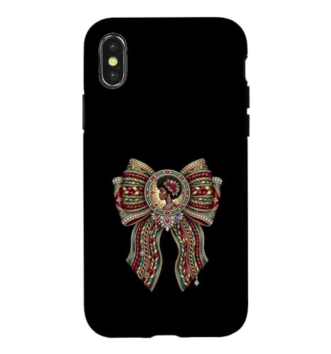 Black Woman Royal Bow Juneteenth Heritage �O���t�B�b�N �X�}�z�P�[�X iPhone X/XS �p