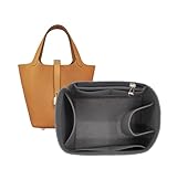 Sac Organisateur doublé Sac de Rangement Sac de Rangement insérer Sac cosmétique Portable for Hermes Picotin 18/22/26(Gray A,Picotin 18)