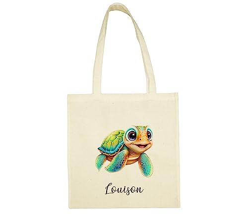 SB1045 Tote Bag Tortue à personnaliser, sac dessin enfant à personnaliser, sac shopping, sac école, sac bibliothèque, sac de courses, sac personnalisé, sac réutilisable enfant