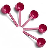 Extend Lab 5g Plastic Measuring Spoons (10ml) – Pack of 5 mini Scoops for Protein Poweder, Creatine, Coffee, Lab, Baking, Laundry, Canisters, Dry Goods – 1 Teaspoon Measuring Spoons (tsp), Pink