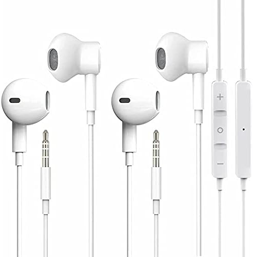 2 Pack Wired Earbuds Headphones with 3.5mm Plug, Earphones with Microphone and Volume Control Earbuds Noise Isolating Earphones Compatible with iPhone, iPad, Android, PC, MP3 Most 3.5mm Audio Devices