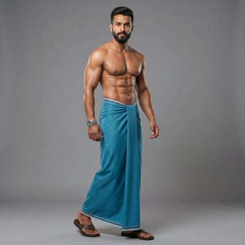 Image of Men's Cotton Lungi | Soft Breathable Wrap Around Lungi | Comfortable Daily & Home Wear for Men
