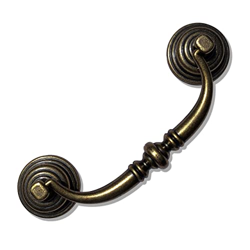 Mood.sc 6 Pack 3.5" Hole Center Shabby Chic Drawer Pulls Handles Antique Bronze Kitchen Cabinet Drop Bail Pulls Handles (89Mm/Antique Brozne) #TOP1