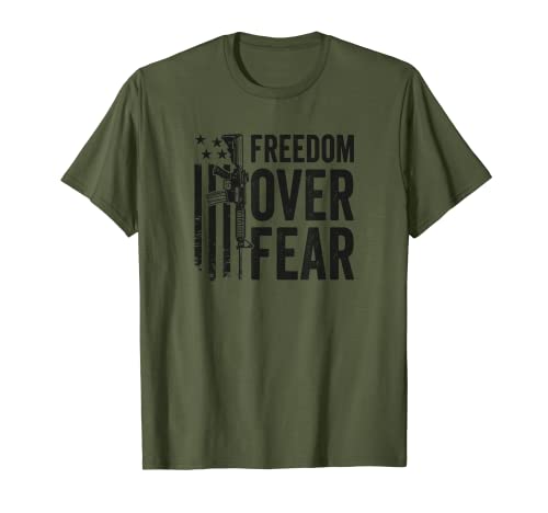 Freedom Over Fear - Patriotic 2nd Amendment Pro Gun Camo USA T-Shirt