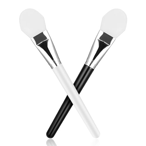 Gjinxi 2 PCS Silicone Face Mask Brush and Spatula Applicator Tool for Body Lotion, Butter, Clay and DIY Facial Care - Black and White