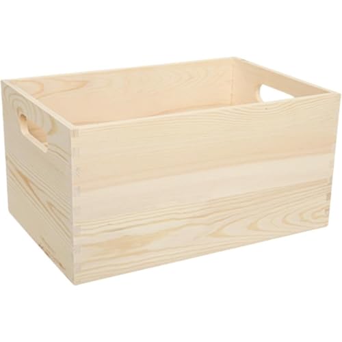 Kovwenz 木製収納ボックス 蓋なし 無垢材 大容量 レトロ デスクトップ オーガナイザー ワイン木箱 本箱 キューブ ほぞ継ぎ構造 バックル 多機能 おしゃれ 家庭用 オフィス用 (ナチュラル,30*20*15.4cm-1個)