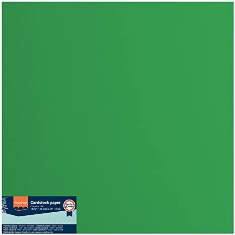 Vaessen Creative Florence Smooth Cardstock Paper, Holly Green, 216 Grams, 12x12 inches, 20 Sheets, for Scrapbooking, Card Making, Die Cutting and Other Paper Crafts