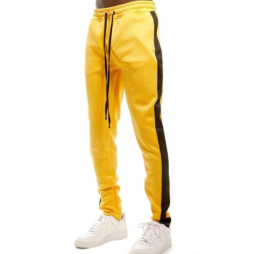Rebel Minds Men Track Pants - Stylish Men's Sweatpants, Joggers for Men, Athletic and Casual Wear, with Pockets Gold Black