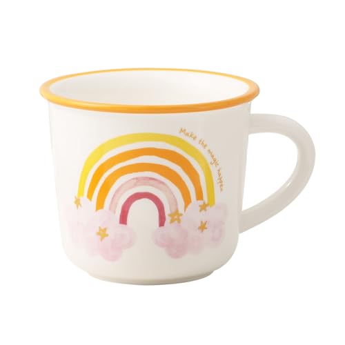 TREEWOO Lindo Tiempo Taza de Cerámica 380ML con Asa paraCafé Té Leche Agua Hombres Mujeres Navidad Cumpleaños Aniversario Acción de Gracias Regalo (Arco iris)