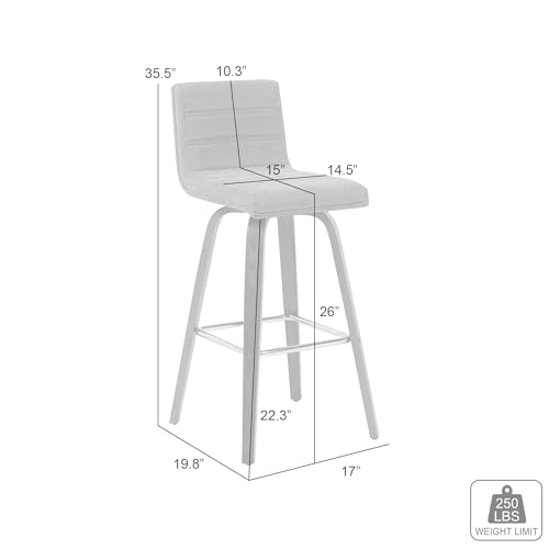 Vienna Modern Counter Height Swivel Bar Stool with Vintage Black Upholstered Seat and Walnut Finished Wood Frame Set of 3 by Armen Living - Image 9