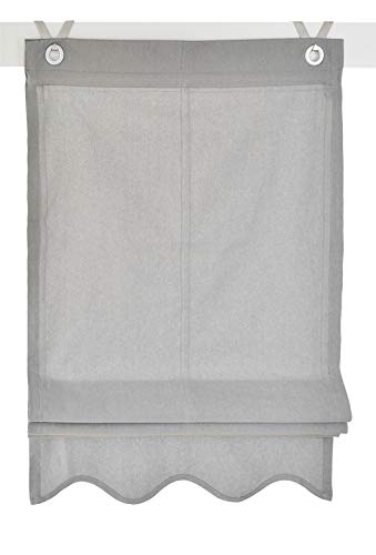 Kutti Estor Plegable Olivia Gris, Montaje Sencillo sin taladrar, con Ojales y Ganchos, 45 * 140