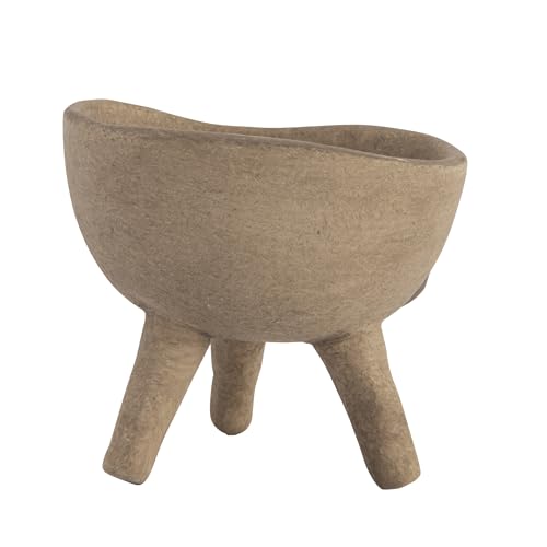 Image of Creative Co-Op Round Terra-cotta Bowl with 3-Legs and Distressed Finish, Cream
