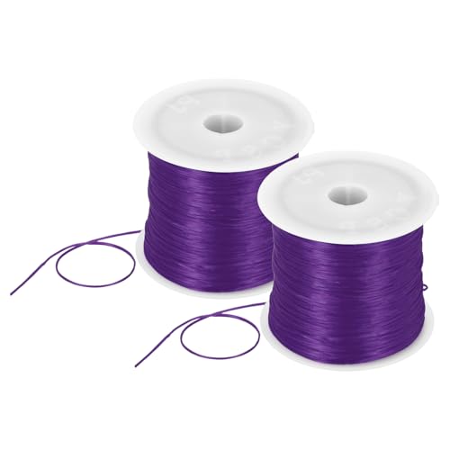 DMiotech 2 Rolls Elastic String for Bracelets, 1mm Stretch Bead Cord for Jewelry Making, Necklaces and Bracelet Making Purple, 100m