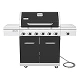 Nexgrill Deluxe 6-Burner Natural Gas Grill with Searing Side Burner and Griddle Insert, Stainless Steel Frame, 60,000 BTUs Output, BBQ Grill for Outdoor Gatherings - 730-0896GH
