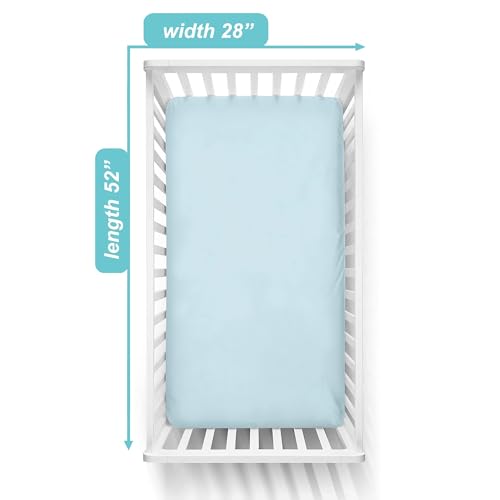 Image of TL Care Supreme 100% Natural Cotton Fitted Crib Sheet 52 inch x 28 inch, Enhanced Thickness for Soft, Breathable & Hypoallergenic Jersey Comfort,Baby Blue, Neutral for Boys & Girls