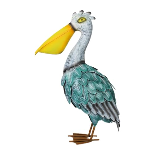 Fenteer ガーデンペリカン像、屋外装飾、ガーデンデコレーションモダンアイアン彫刻、通路パティオ芝生屋外用の動物の置物