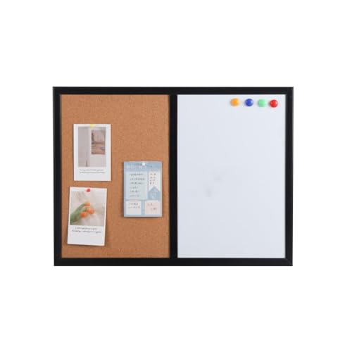Magnético Pizarra Combinada de Borrado en Seco y Corcho Pizarra Mural Pizarra Tablones de Anuncios Combinación Marco Negro para la Escuela, la Oficina y el Hogar (Color : Style2, Size : 60 * 90cm)