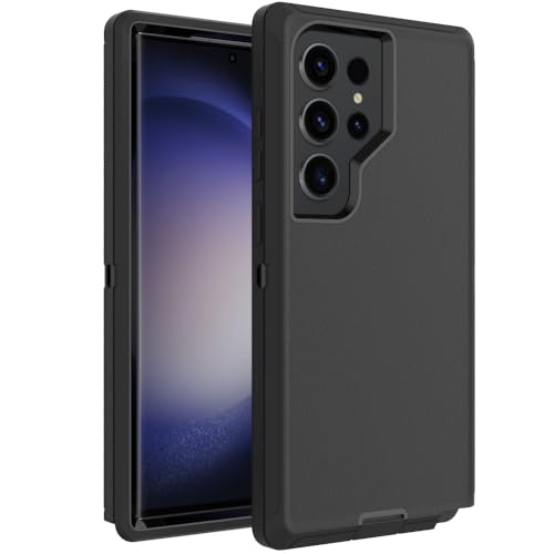 Image of Case for Galaxy S23 Ultra, Heavy-Duty Tough Rugged Shockproof Drop Protective Cover Cases for Samsung Galaxy S23 Ultra, Black