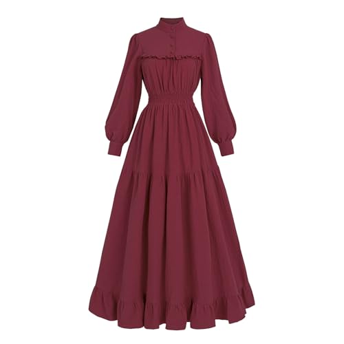 Nuoqi Victorian Dress for Women Long Sleeve Edwardian Dress 1800s