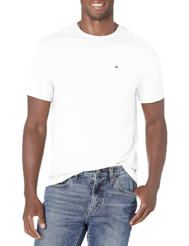 Tommy Hilfiger Men's T Shirt Crewneck with Pocket, Bright White Small