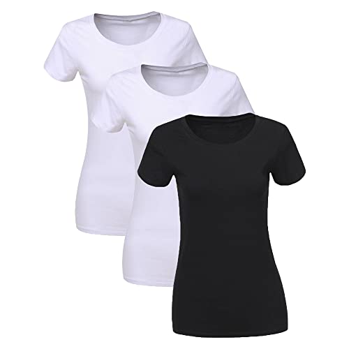 T-Shirt pour Femmes LiKing en Coton à Encolure Ronde Lot de 3 Pièces