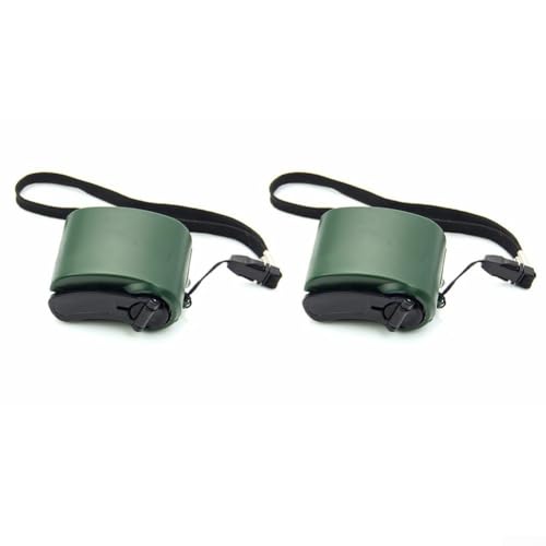 ZiStarlilife Tragbarer Handkurbelgenerator, USB-Notfall-Ladegerät, mobiles Netzteil mit manuellem Dynamo für Outdoor, Camping, Reisen, Wandern, 2 Stück (grün)