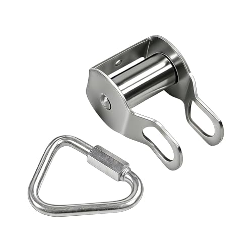 Poleas para cuerda, rueda de acero inoxidable resistente con cuerda, sistema de polea de bloqueo y aparejo, para asta de bandera, caza, hogar, garaje, techo, camping, bicicleta, cubo de carga