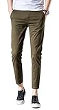 AONGSNNY Men‘s Cropped Chino Pants Skinny Fit Chinos Khaki Pant 128ArmyGreen 28